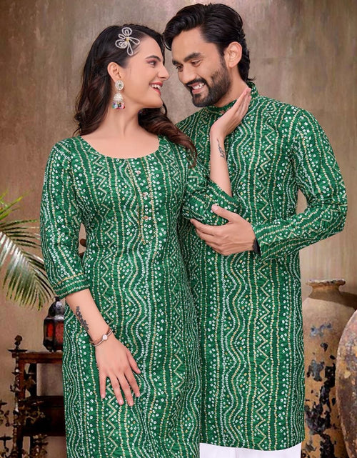 Load image into Gallery viewer, Couple Wear Badhani Print Indian Traditional Same Matching Outfits Set mahezon
