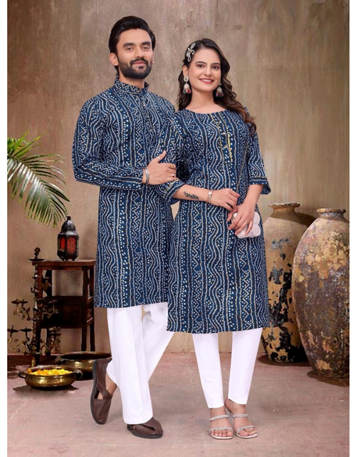 Load image into Gallery viewer, Couple Wear Badhani Print Indian Traditional Same Matching Outfits Set mahezon
