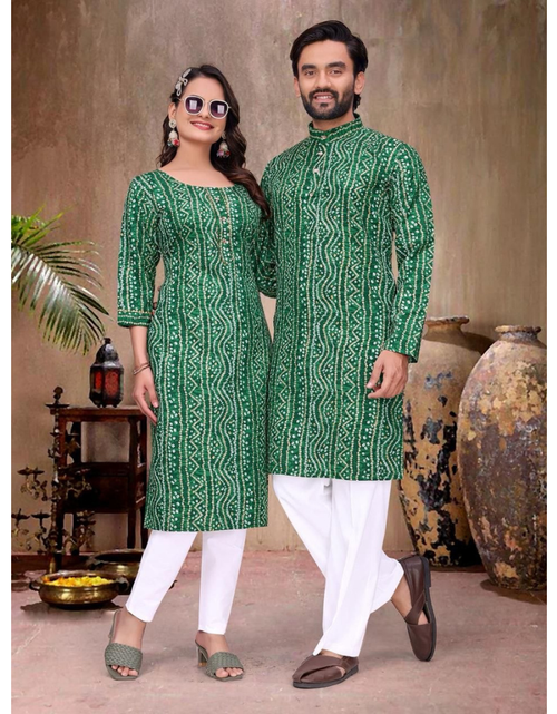 Load image into Gallery viewer, Couple Wear Badhani Print Indian Traditional Same Matching Outfits Set mahezon
