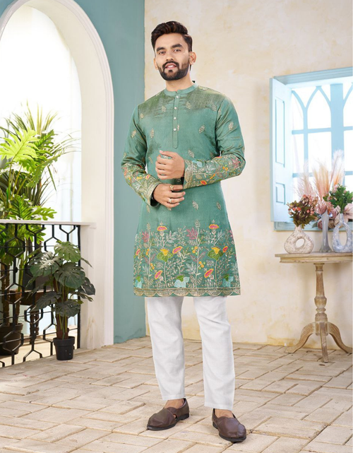 Load image into Gallery viewer, Crunchy Silk Festive Indian Premium Men Kurta mahezon
