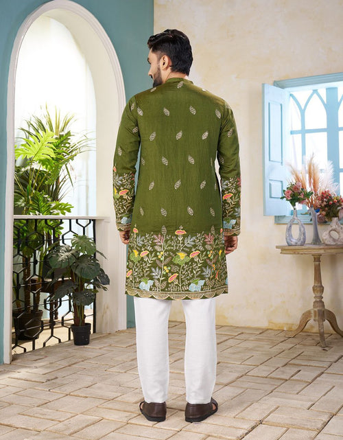 Load image into Gallery viewer, Crunchy Silk Traditional Indian Couple Wear Same Matching Men Kurta Women Lehenga Blouse Dupatta for Weddings mahezon
