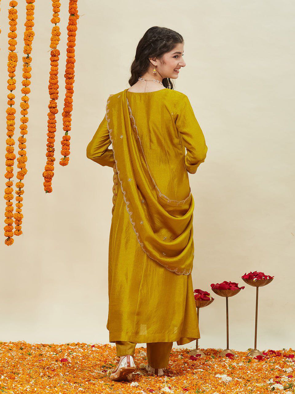 Designer Anarkali Kids Girls Kurta Pant Dupatta Set