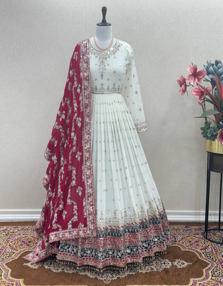 Party Wear Designer Embroidery Sequin Women Gown Dupatta Suit mahezon