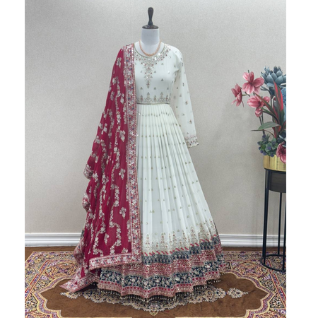 Party Wear Designer Embroidery Sequin Women Gown Dupatta Suit mahezon