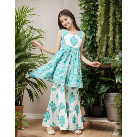 Designer Ethnic Kids Girls Top Sharara Dupatta Dress