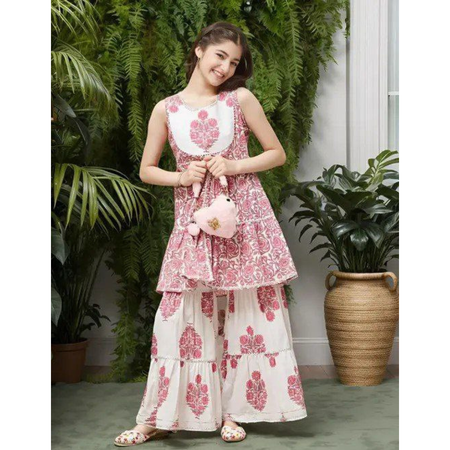 Designer Ethnic Kids Girls Top Sharara Dupatta Dress