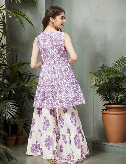 Designer Ethnic Kids Girls Top Sharara Dupatta Dress