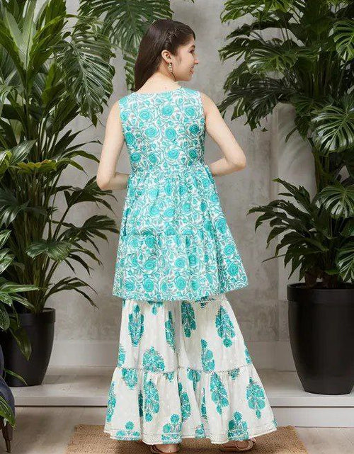 Load image into Gallery viewer, Designer Ethnic Kids Girls Top Sharara Dupatta Dress
