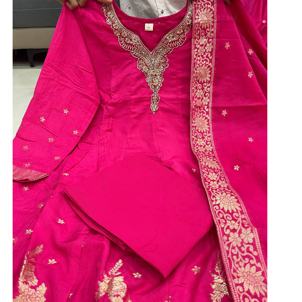 Festive Anarkali Women’s Kurti Pant Dupatta Suit mahezon