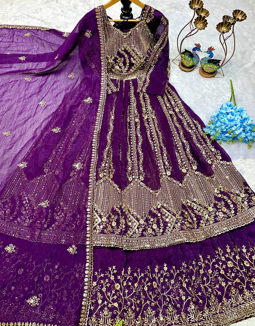 Load image into Gallery viewer, Designer Havy Crunchi Silk With Embroidery Work Gown Lehenga mahezon
