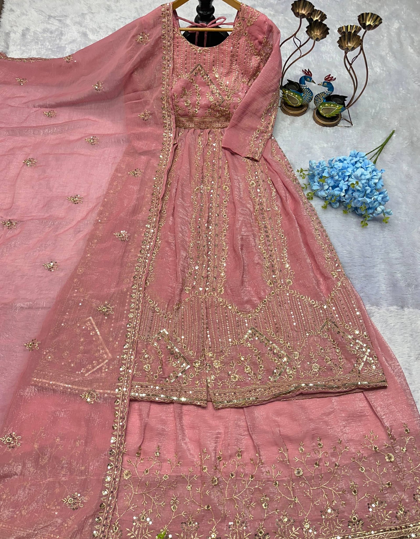 Designer Havy Crunchi Silk With Embroidery Work Gown Lehenga mahezon