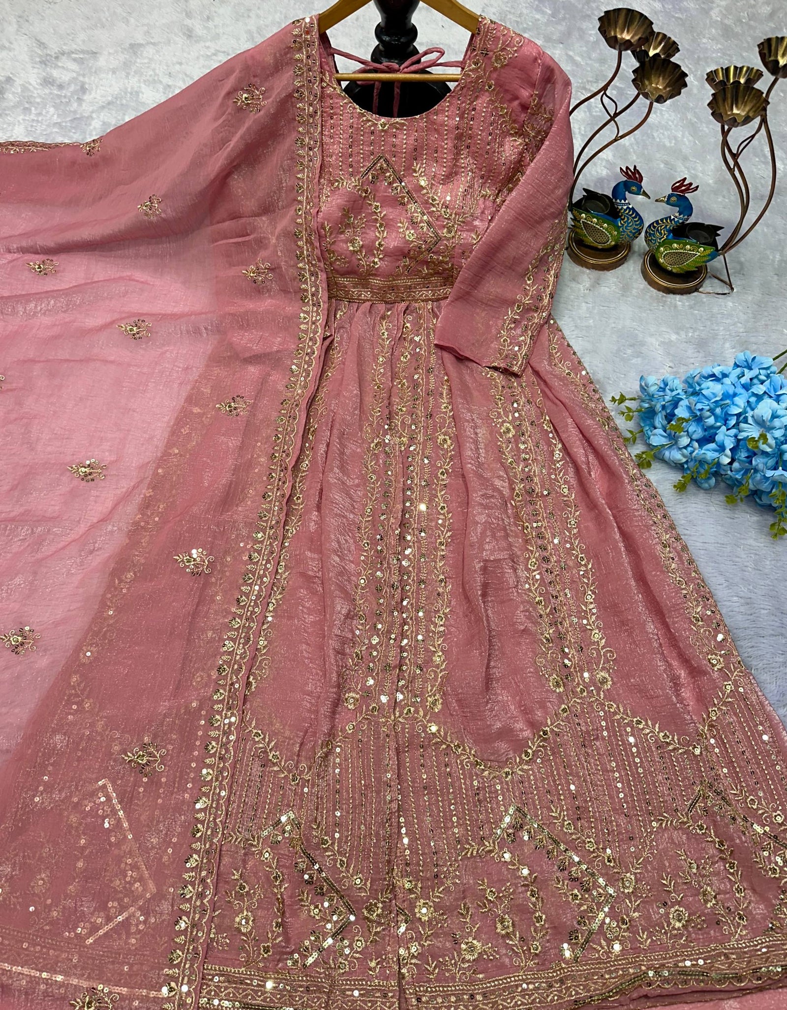 Designer Havy Crunchi Silk With Embroidery Work Gown Lehenga mahezon