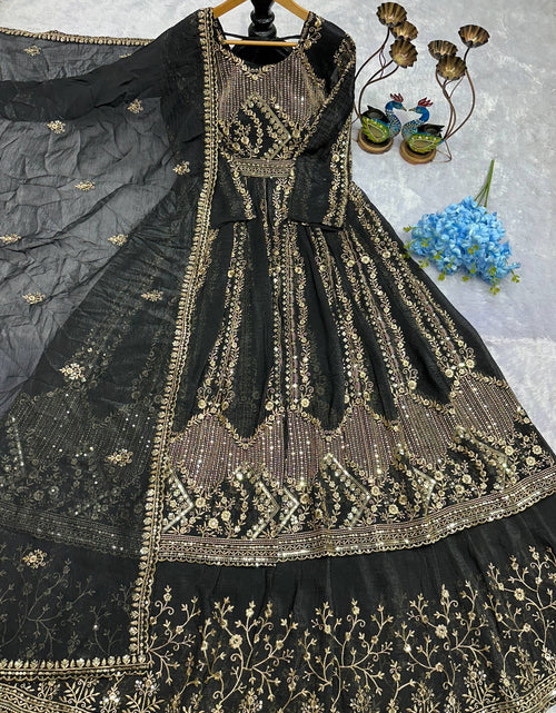 Load image into Gallery viewer, Designer Havy Crunchi Silk With Embroidery Work Gown Lehenga mahezon
