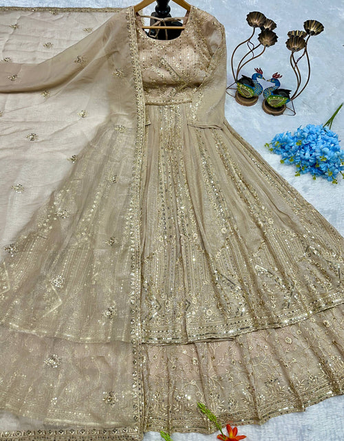 Load image into Gallery viewer, Designer Havy Crunchi Silk With Embroidery Work Gown Lehenga mahezon
