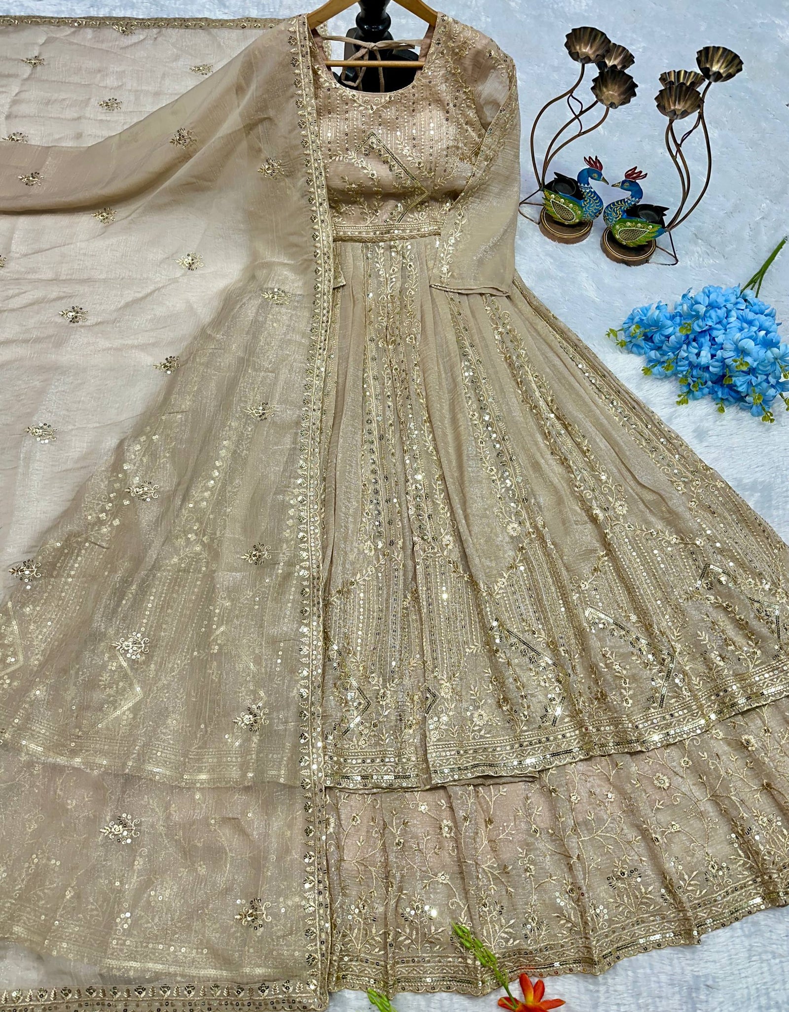 Designer Havy Crunchi Silk With Embroidery Work Gown Lehenga mahezon