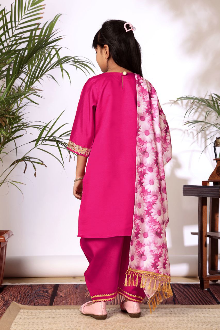 Designer Kid Girls Kurta Pant Dupatta Set mahezon