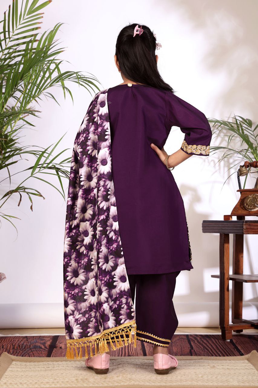 Designer Kid Girls Kurta Pant Dupatta Set mahezon