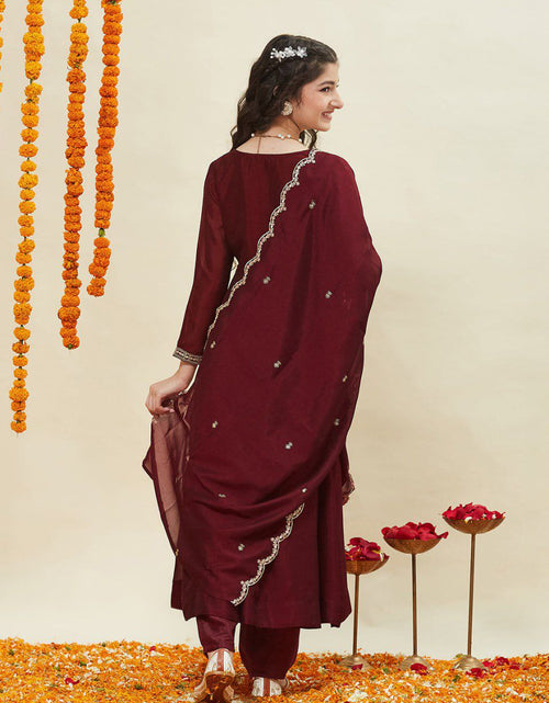 Load image into Gallery viewer, Designer Kids Girls Anarkali Kurti Pant Dupatta Set
