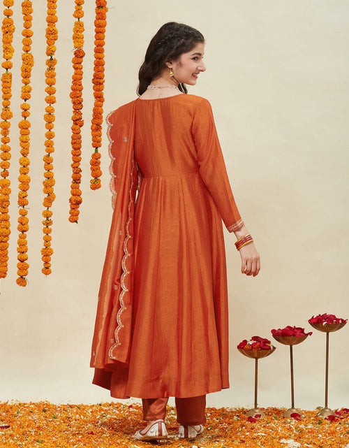 Load image into Gallery viewer, Designer Kids Girls Anarkali Kurti Pant Dupatta Set
