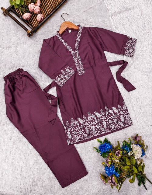Load image into Gallery viewer, Designer Kids Girls Kurta Pant Dupatta Set mahezon
