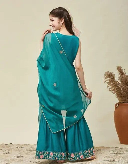 Load image into Gallery viewer, Kids Girls Top Sharara Dupatta Dress
