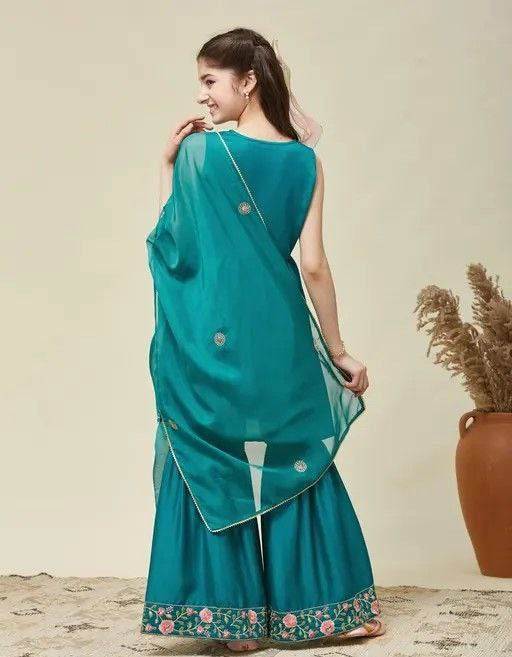 Kids Girls Top Sharara Dupatta Dress