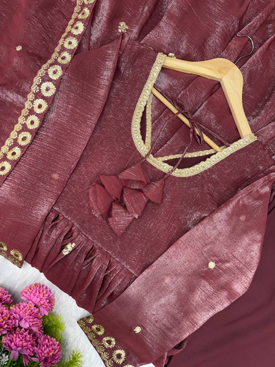 Party Wear Designer Embroidery Sequence Women Gown Pant Dupatta Suit Dress mahezon