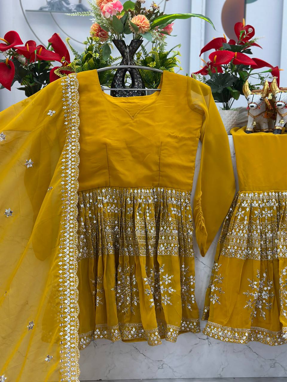 Designer Wedding Party wear Top  Sharara with Dupatta mahezon