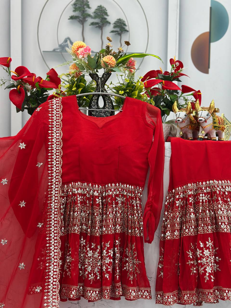Designer Wedding Party wear Top  Sharara with Dupatta mahezon