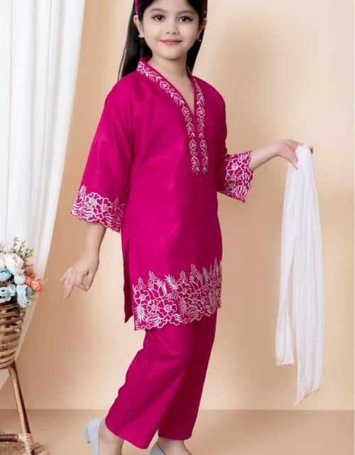 Load image into Gallery viewer, Designer Kids Girls Kurta Pant Dupatta Set mahezon

