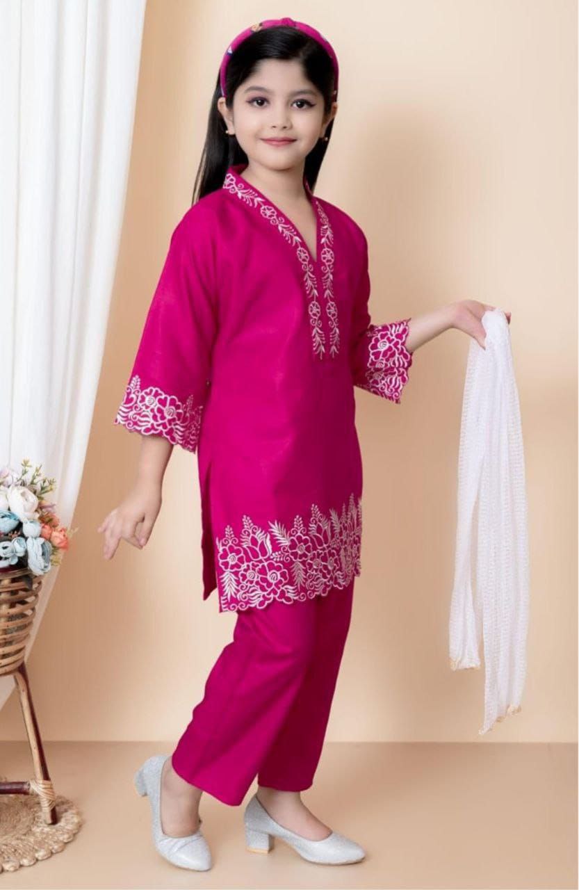 Designer Kids Girls Kurta Pant Dupatta Set mahezon
