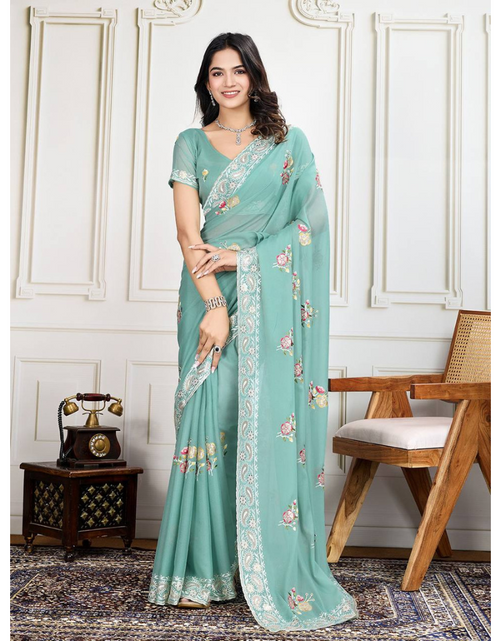Load image into Gallery viewer, Designer Wedding Embroidery Women&#39;s Saree mahezon
