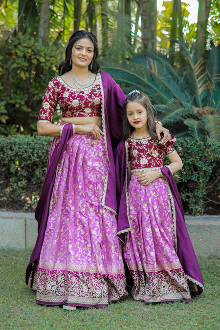 Designer Traditional Mother Daughter Same Matching Lehenga Blouse mahezon