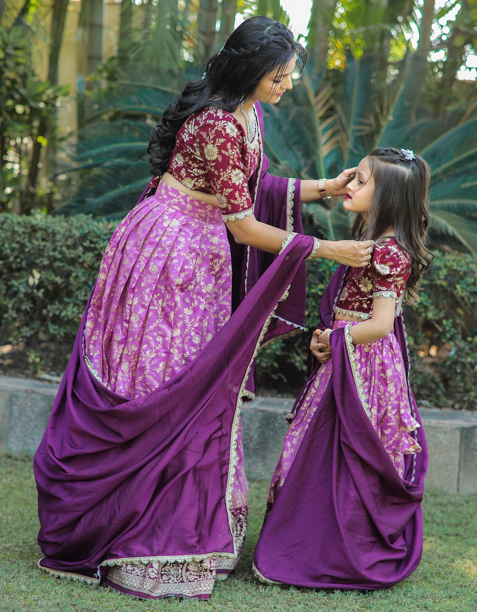 Designer Traditional Mother Daughter Same Matching Lehenga Blouse mahezon