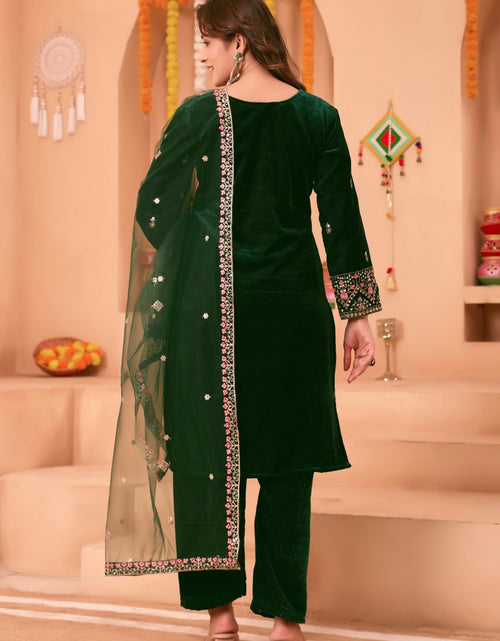 Load image into Gallery viewer, Designer Velvet Embroidery Women Top Pant Dupatta Suit Royal Export
