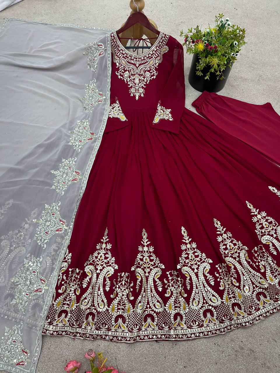 Designer Wedding Party Women’s Gown Dupatta Set mahezon