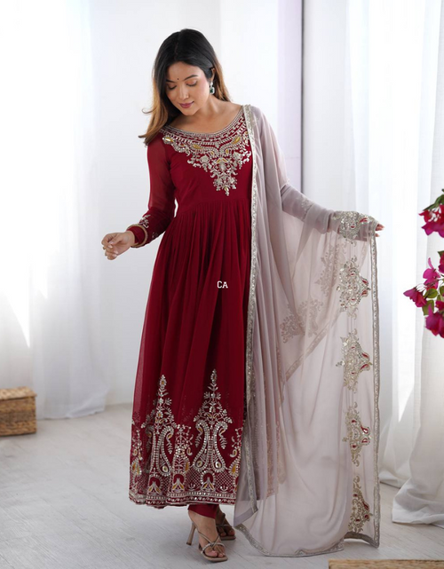 Load image into Gallery viewer, Designer Wedding Party Women’s Gown Dupatta Set mahezon
