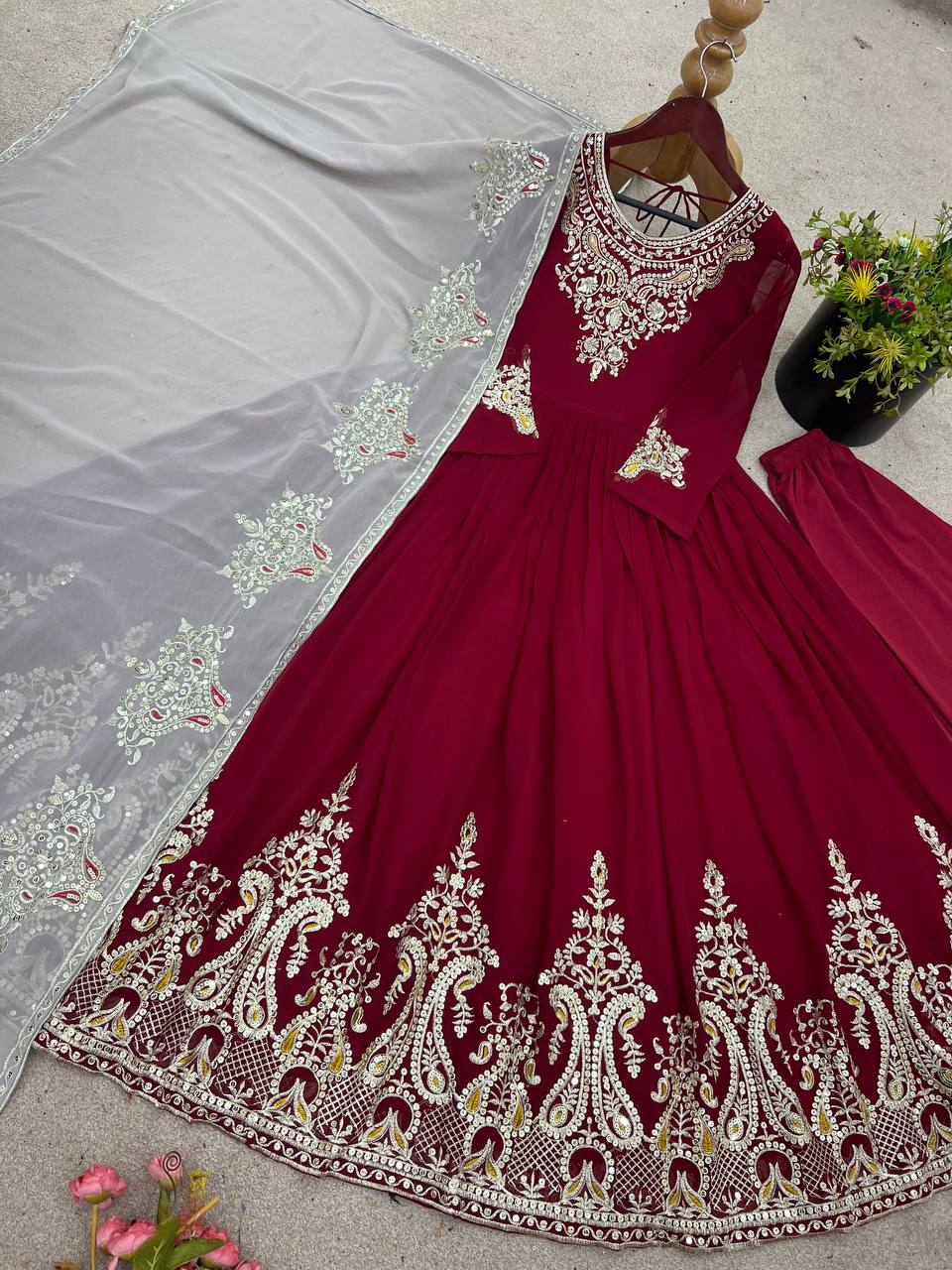 Designer Wedding Party Women’s Gown Dupatta Set mahezon