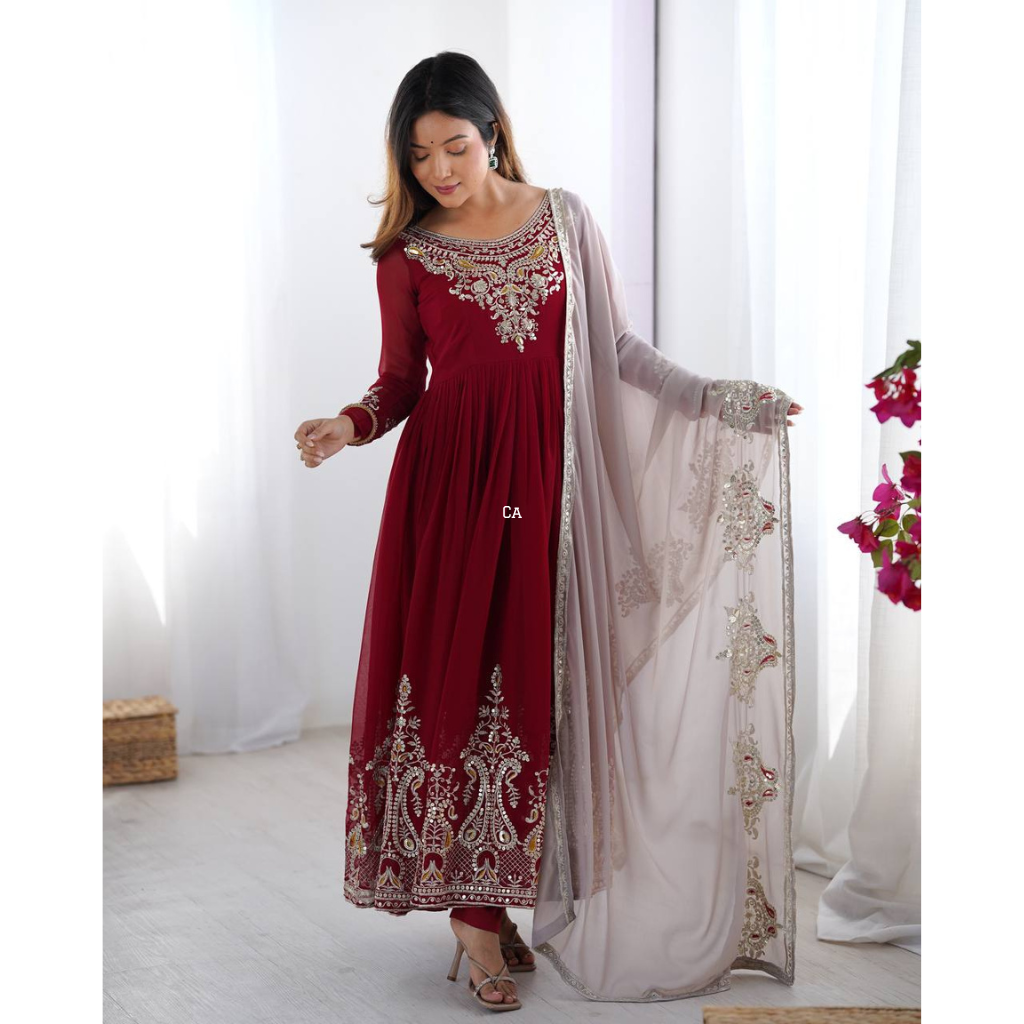 Designer Wedding Party Women’s Gown Dupatta Set mahezon