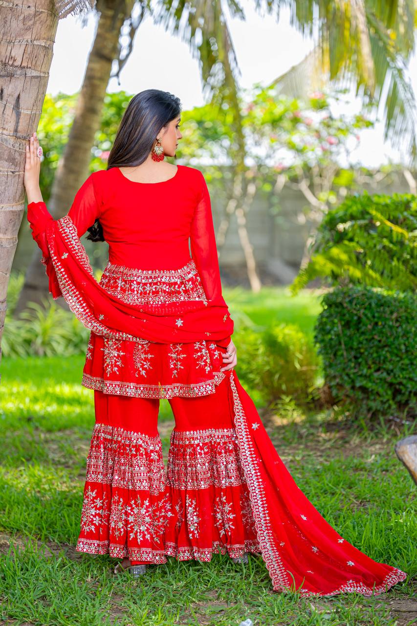 Designer Wedding Party wear Top  Sharara with Dupatta mahezon