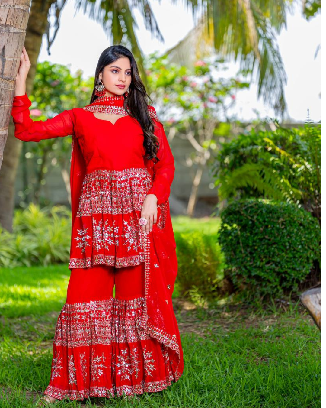 Designer Wedding Party wear Top  Sharara with Dupatta mahezon
