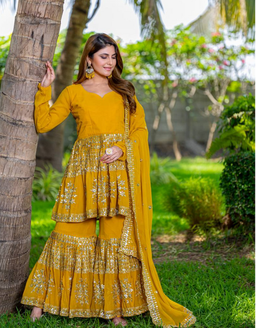 Load image into Gallery viewer, Designer Wedding Party wear Top  Sharara with Dupatta mahezon
