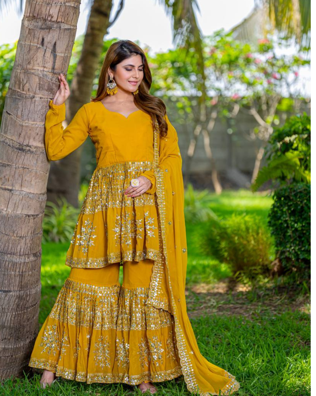 Designer Wedding Party wear Top  Sharara with Dupatta mahezon