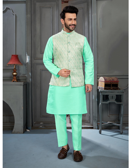 Diwali Special Men Kurta Pajama Jacket Set mahezon