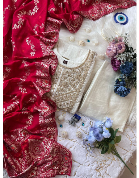 Festive Embroidery Anarkali Women’s Kurti Pant Dupatta Suit mahezon