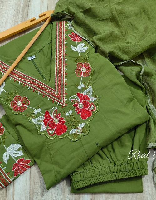 Load image into Gallery viewer, Cotton Anarkali Women Kurta Pant with Dupatta Set mahezon
