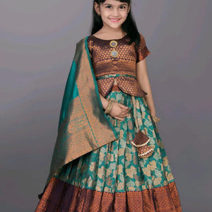 Ethnic Kids Blue Girl Lehenga Choli Dupatta mahezon