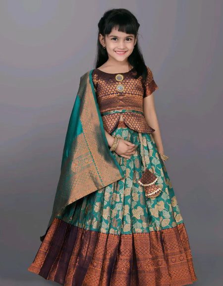 Ethnic Kids Blue Girl Lehenga Choli Dupatta mahezon
