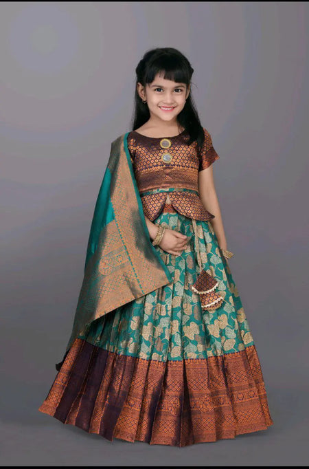 Ethnic Kids Blue Girl Lehenga Choli Dupatta mahezon