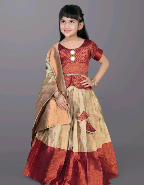 Load image into Gallery viewer, Ethnic Kids Golden Girl Lehenga Choli Dupatta mahezon
